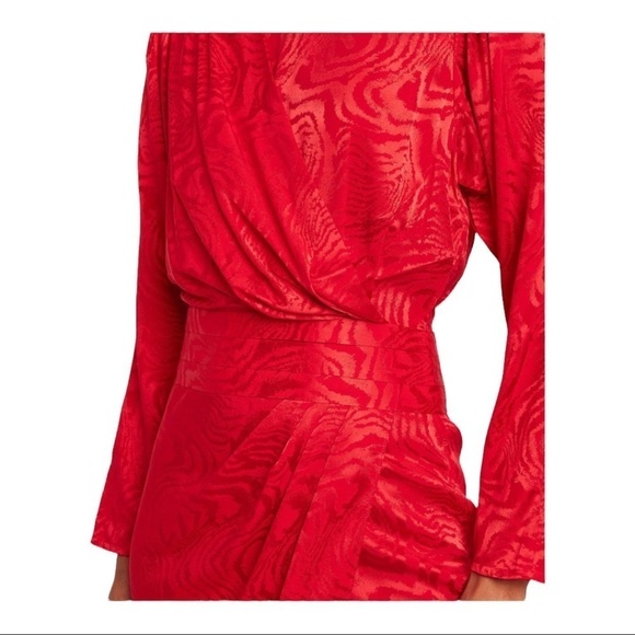 NWT RONNY KOBO Red Shanaya Mini Dress Long Sleeve Draped Small Tinsley Mortimer - Picture 6 of 14
